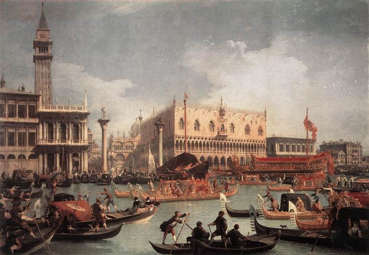 Rückkehr des Bucintoro zur Mole am Himmelfahrtstag, c.1740 - Giovanni Antonio Canal