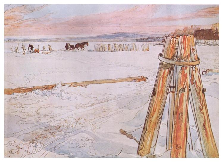 Harvesting ice, 1905 - Carl Larsson