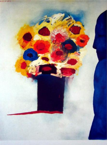 Figure and Flowers - Charles Blackman