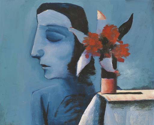 Girl with Flowers - Charles Blackman