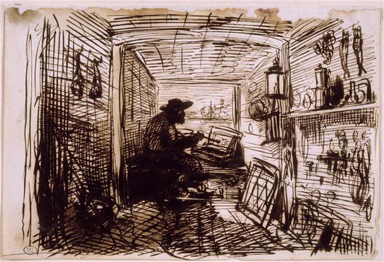 The Studio on the Boat, 1861 - Charles-Francois Daubigny