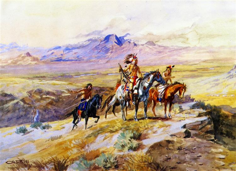 Indians Scouting a Wagon Train, 1902 - Charles M. Russell