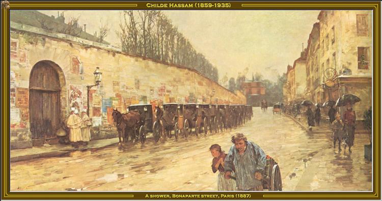 Childe Hassam-A Shower-Bonaparte Street, 1887 - Childe Hassam