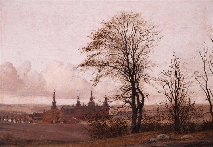 Autumn Landscape, Frederiksborg Castle in the Middle Distance, 1837 - 1838 - Christen Kobke