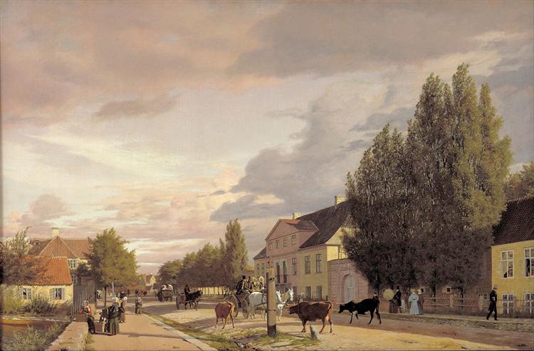 View of a Street in Østerbro outside Copenhagen. Morning Light, 1836 - Кристен Кёбке