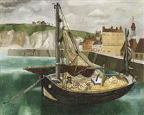 A Fishing Boat in Dieppe Harbour - Christopher Wood