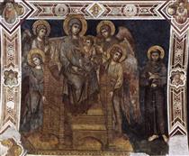 Madonna Enthroned with the Child, St. Francis and Four Angels - Чімабуе