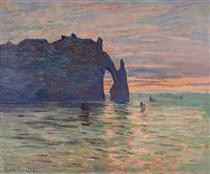 Soleil couchant à Étretat - Claude Monet