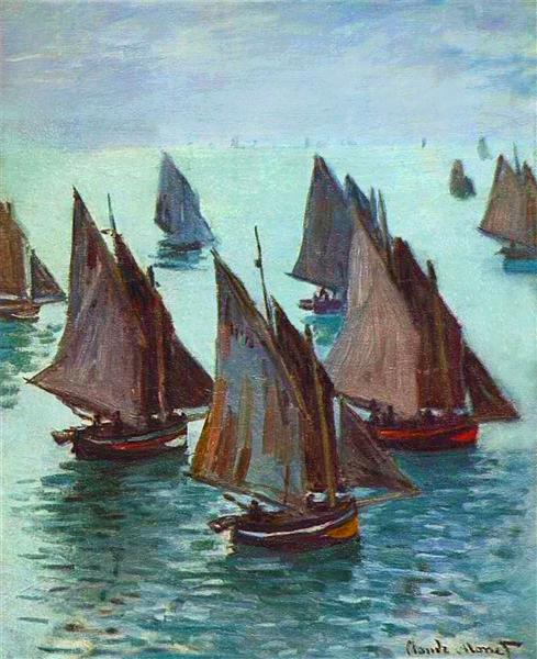 Рыбацкие лодки, спокойное море, 1868 - Клод Моне