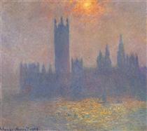 Вестминстерский дворец. Эффект солнечного света в тумане - Клод Моне