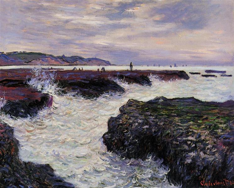 Скалы в Пурвиле, отлив, 1882 - Клод Моне