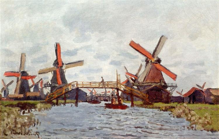 Windmills near Zaandam, 1871 - Клод Моне