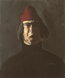 Self-Portrait with Red Fez - Corneliu Baba