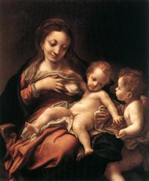 Богородица с младенцем и ангел - Корреджо