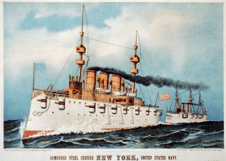 Armoured steel cruiser New York, 1893 - Currier & Ives