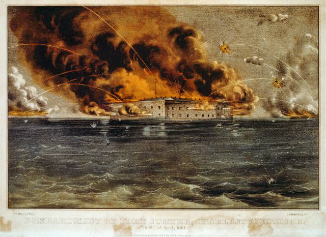 Bombardment of Fort Sumter, Charleston Harbor 12th & 13th of April, 1861, 1861 - Куррье и Айвз