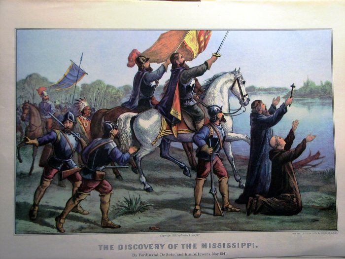 The Discovery of the Mississippi, 1876 - Куррье и Айвз