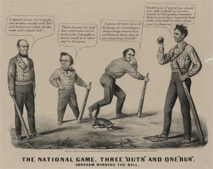 The National Game. Three Outs and One Run, 1860 - Куррье и Айвз