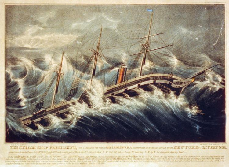 The Steam Ship President, The Largest in the World, 1841 - Currier and Ives
