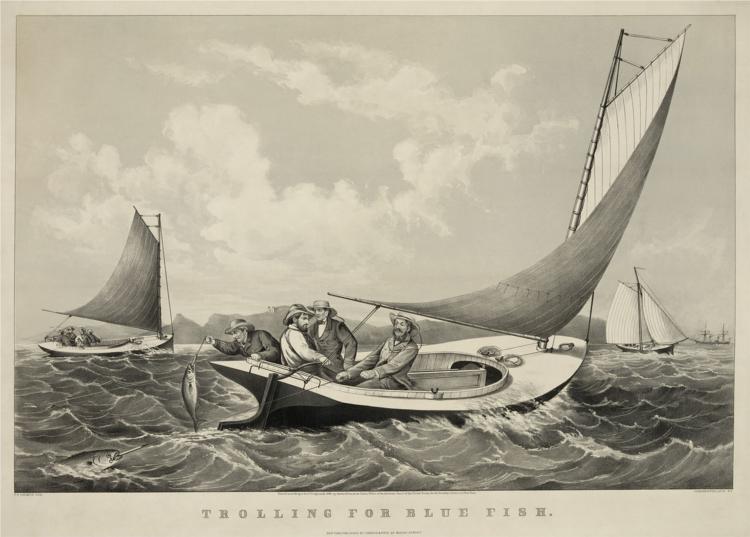 Trolling for blue fish, 1866 - Currier and Ives