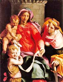 Madonna with Child, young Saint John the Baptist and Saint Barbara - Daniele da Volterra