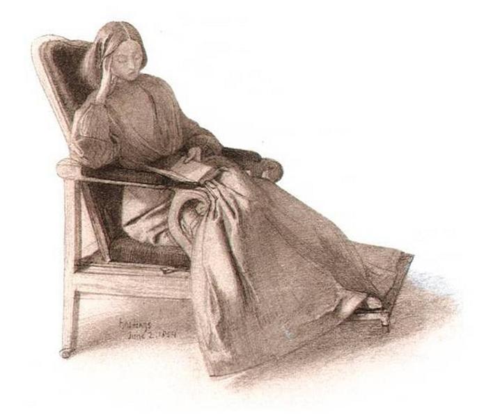 Elizabeth Siddal, 1854 - Данте Габриэль Россетти