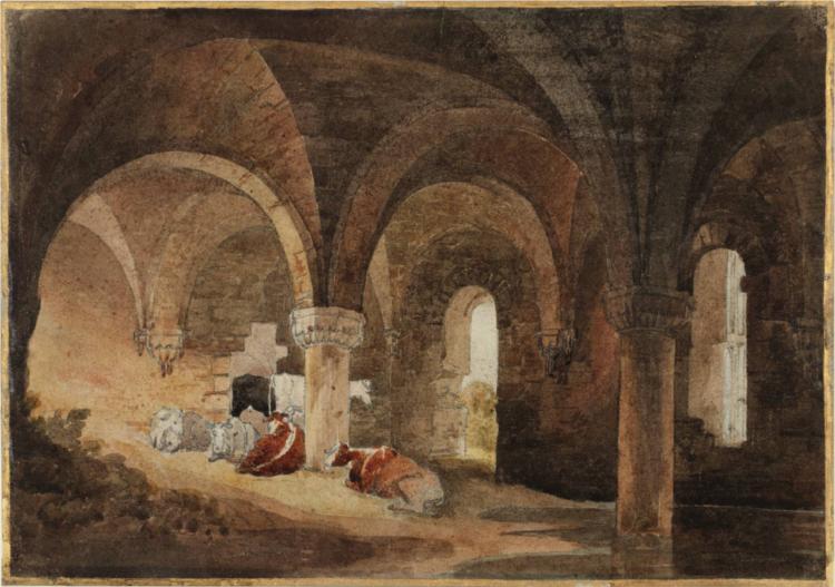 Crypt of Kirkstall Abbey (after J.M.W. Turner) - David Cox
