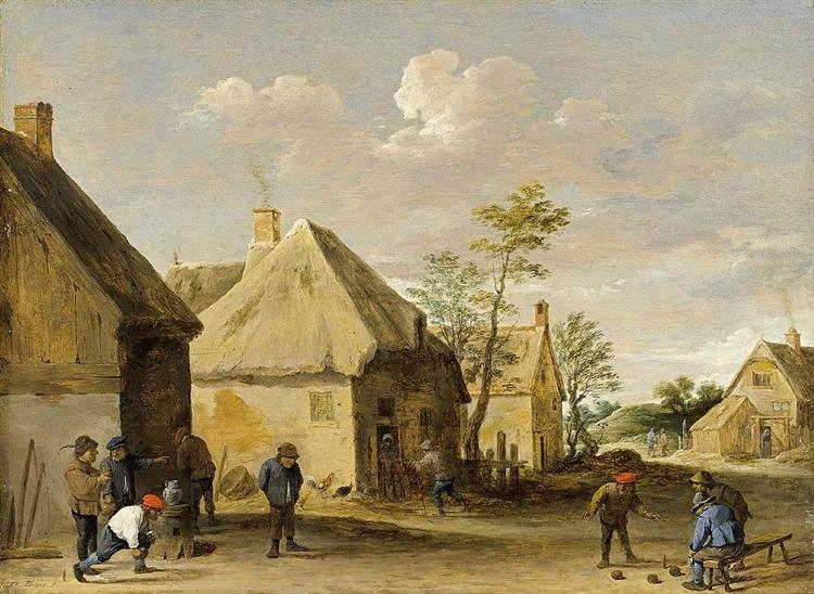 Peasants Bowling in a Village Street, c.1650 - David Teniers the Younger