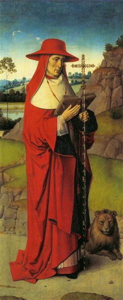Martyrdom of St. Erasmus (left wing), c.1458 - Dirk Bouts