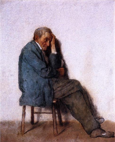 Old Man, Seated, 1855 - Jonathan Eastman Johnson