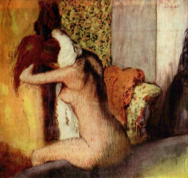 После купания. Женщина вытирает затылок, 1895 - Эдгар Дега