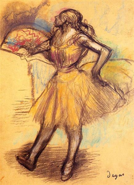 Танцовщица с веером (этюд), c.1895 - c.1900 - Эдгар Дега