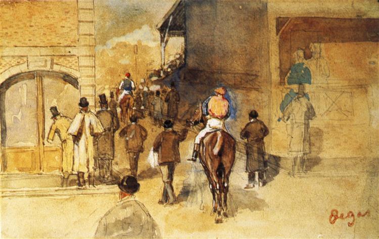 Жокеи после взвешивания, 1866 - Эдгар Дега