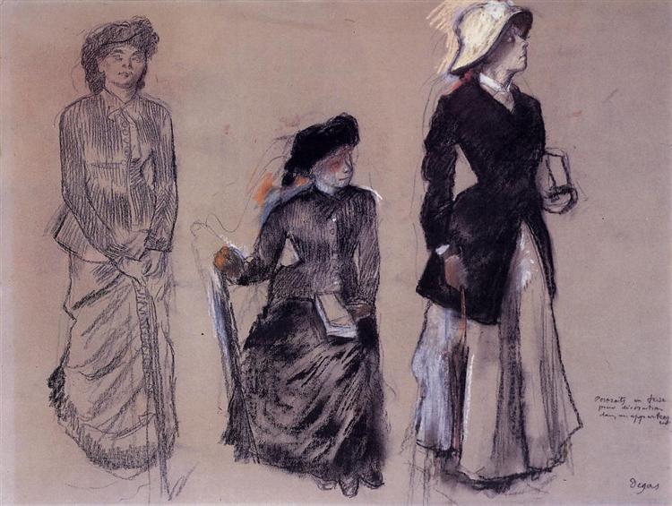 Project for Portraits in a Frieze - Three Women, 1879 - 竇加