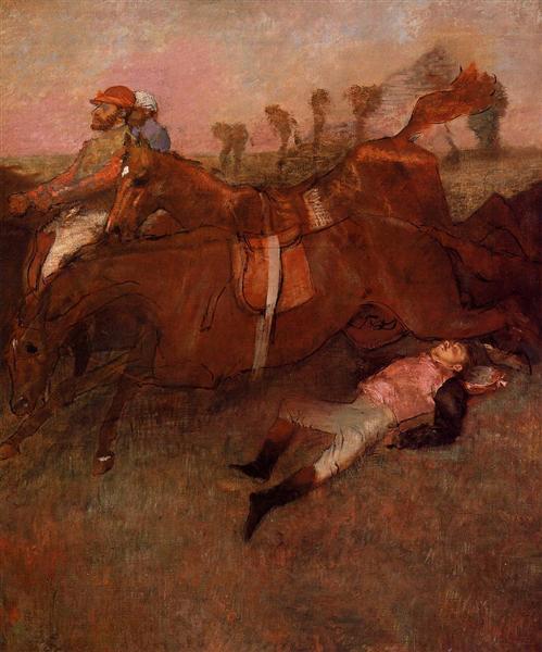 Сцена из Стиплчейз - упавший жокей, 1866 - Эдгар Дега