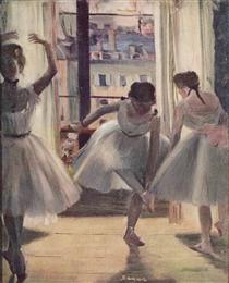 Three Dancers in an Exercise Hall - Edgar Degas