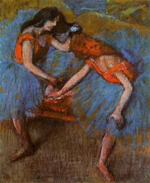 Две танцовщицы в желтых корсажах, c.1902 - Эдгар Дега