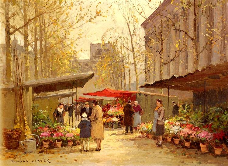 Flower Market At La Madeleine - Edouard Cortes
