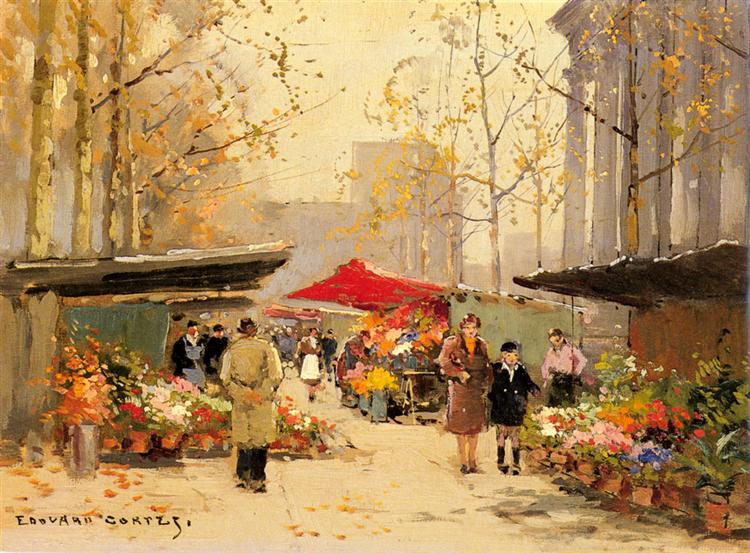 Flower Stalls at La Madeleine - Édouard Cortès