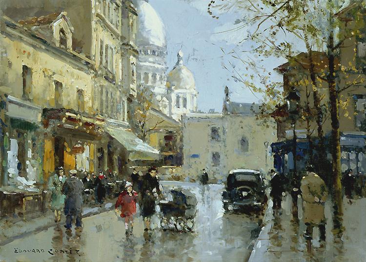 Place from a knoll Montmartre - Edouard Cortes