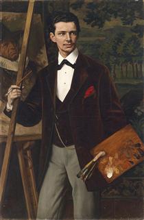 Bildnis eines Malers vor der Staffelei - Eduard Gebhardt