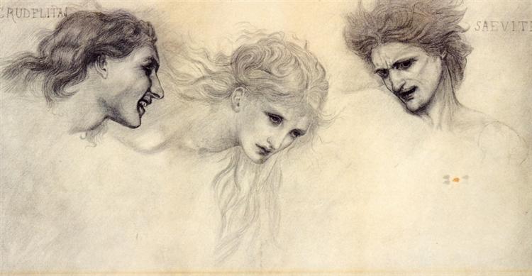 Head Study for The Masque of Cupid - Едвард Берн-Джонс