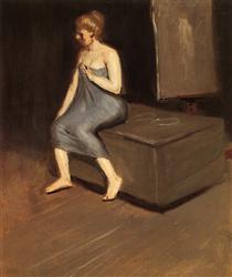 Model in Towel, Sitting on Box - Эдвард Хоппер