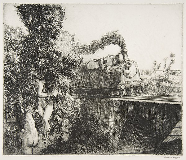 Train and Bathers, 1918 - 愛德華‧霍普
