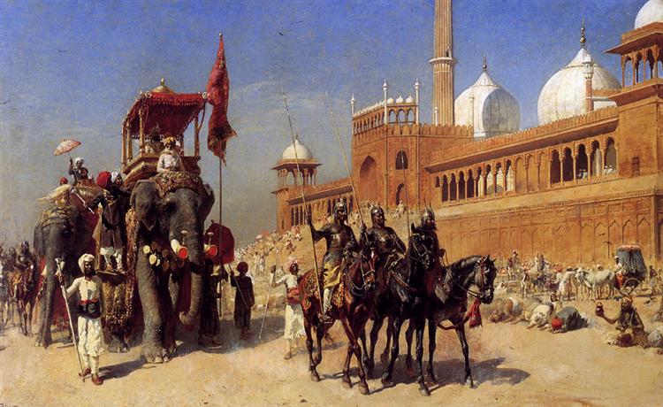 Great Mogul And His Court Returning From The Great Mosque At Delhi, India, c.1886 - Edwin Lord Weeks