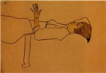 Clothed Woman, Reclining - Egon Schiele