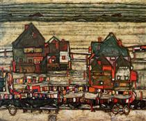 Houses with Laundry (Seeburg) - Egon Schiele