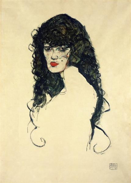 Portrait of a Woman with Black Hair, 1914 - Egon Schiele