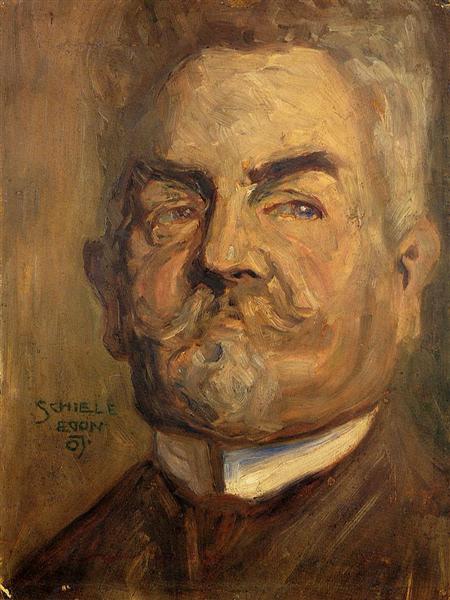 Portrait of Leopold Czihaczek (Head of a Bearded Man I), 1907 - Egon Schiele