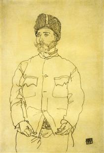 Russian Prisoner of War with Fur Hat - Egon Schiele